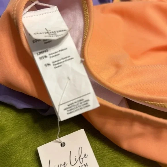 Cupshe Color Block Color Swimsuit Sz Large Coral and Lavender - Picture 2 of 5